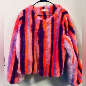 Multi Color Faux Fur Coat